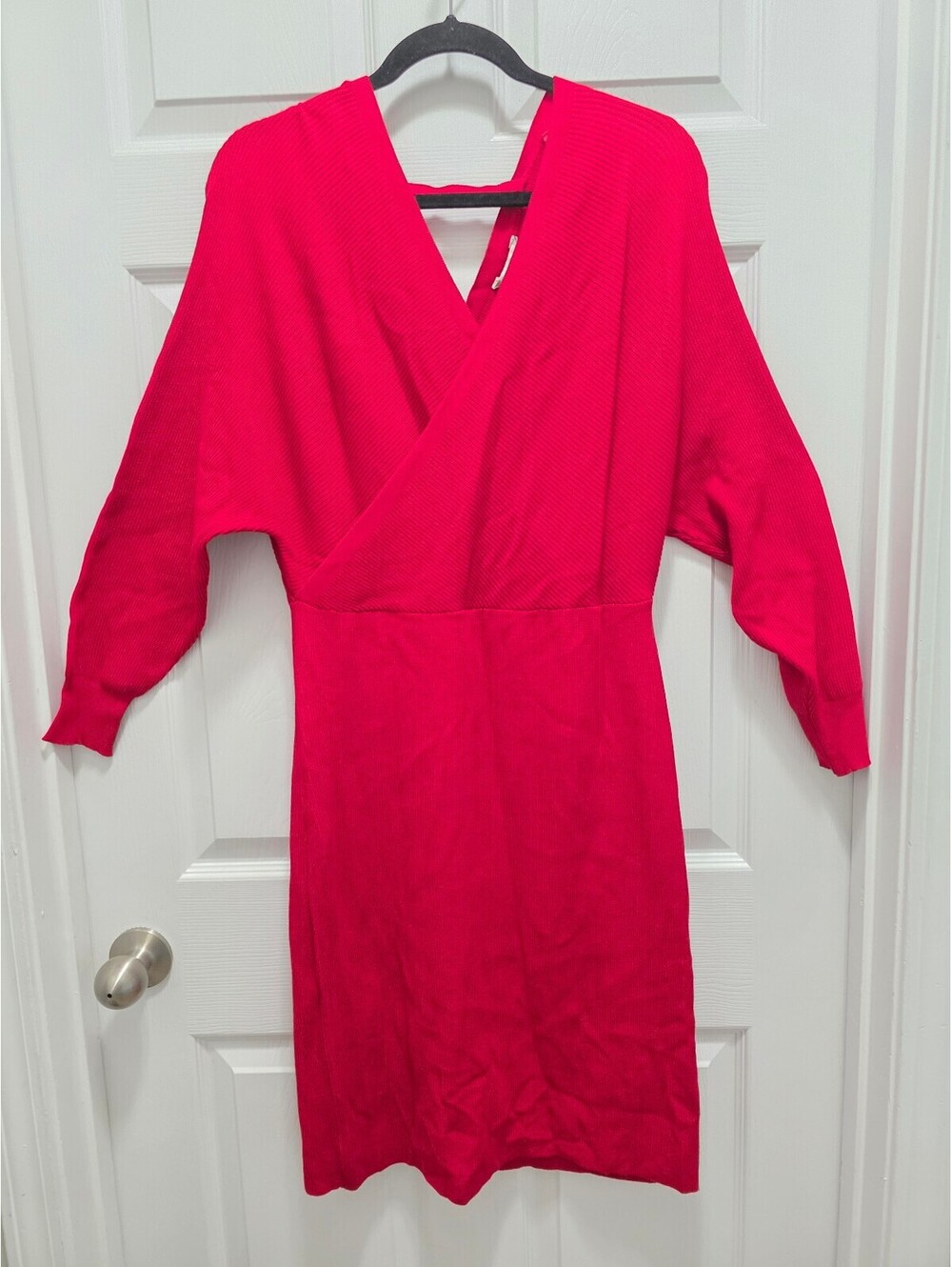 Cato Red Ribbed Knit Long Sleeve Dress Size L